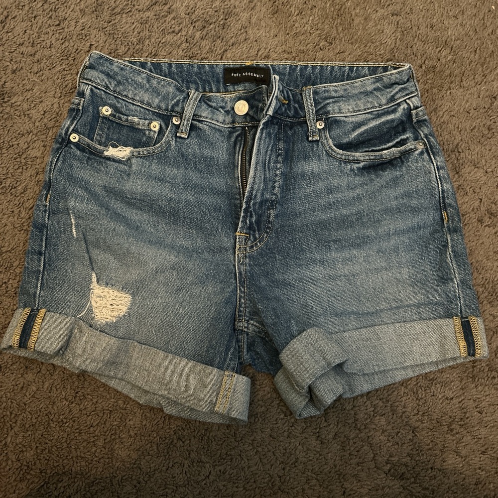 Blue Distressed Denim Shorts